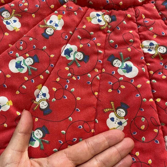 Mini Christmas Tree Skirt Holiday Decoration Xmas Decor Quilted Snowmen - Picture 3 of 5